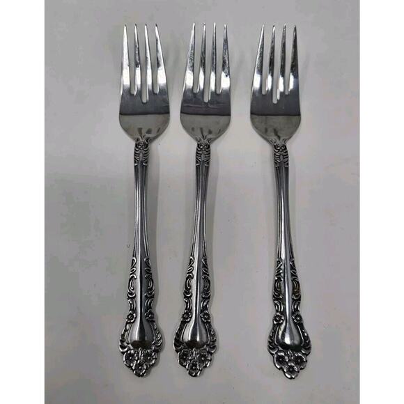 3 EKCO Eterna BEAUMONT Stainless Japan Forks Salad - Picture 1 of 3